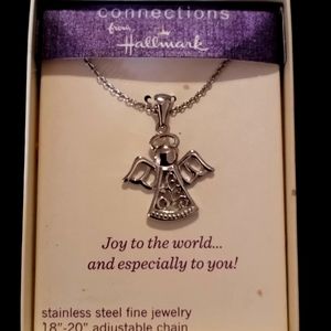 NIB Hallmark Connections gorgeous silver angel necklace